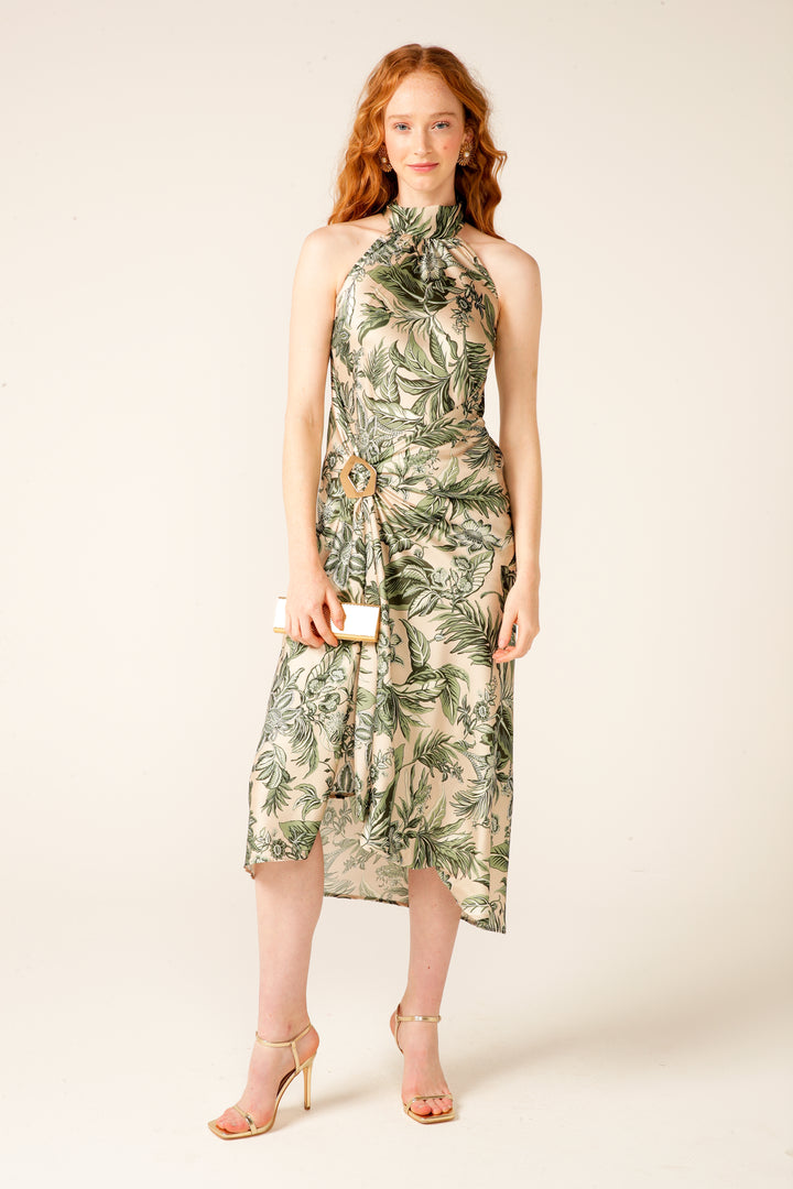 Jubilee Bias Dress - Olive/Cream