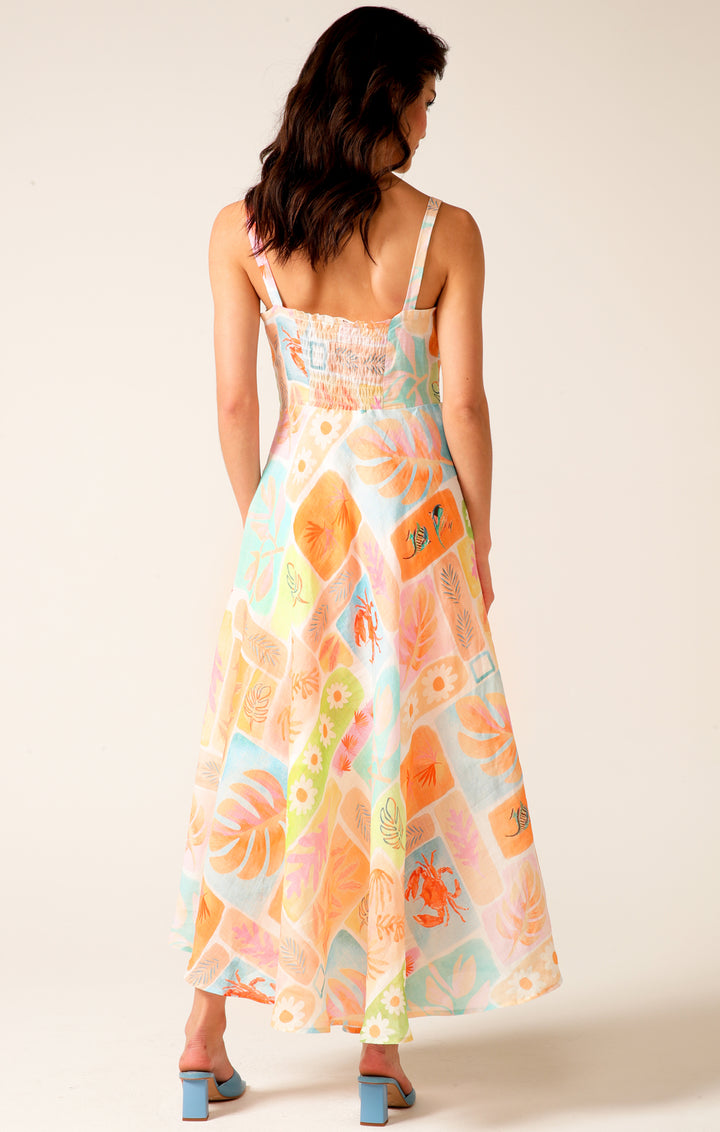 Hawaiian Sunset Maxi  Dress - Tropical Pastels