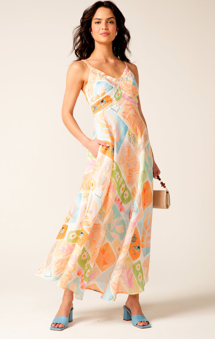 Hawaiian Sunset Maxi  Dress - Tropical Pastels