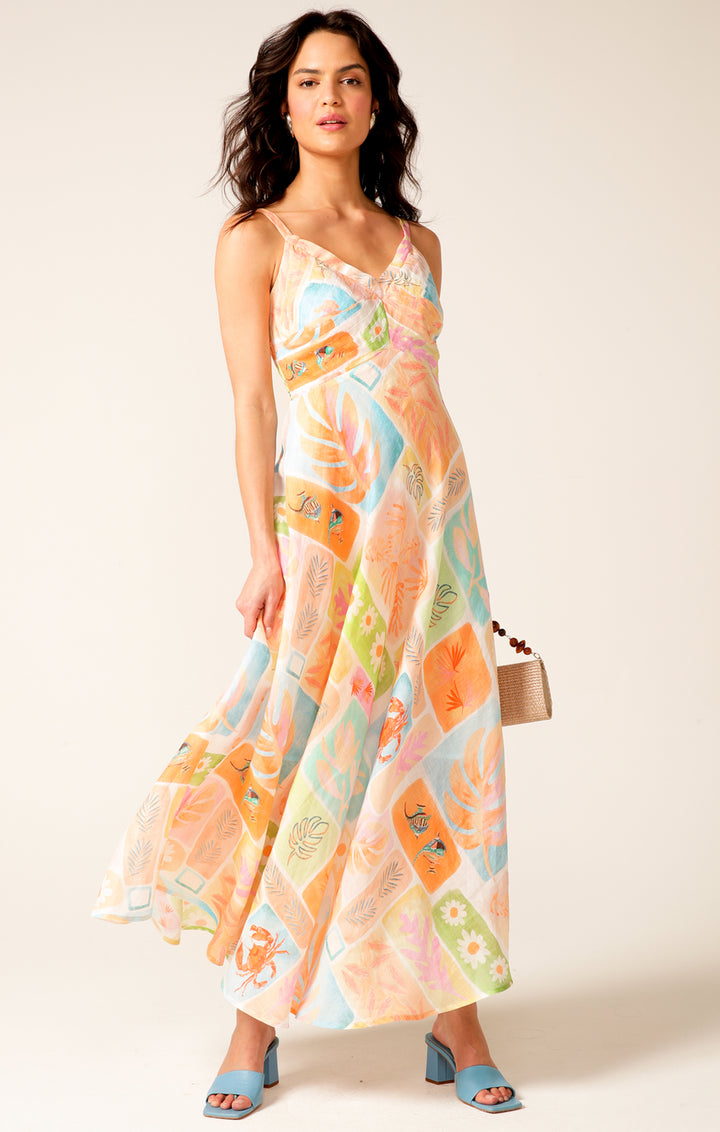 Hawaiian Sunset Maxi  Dress - Tropical Pastels