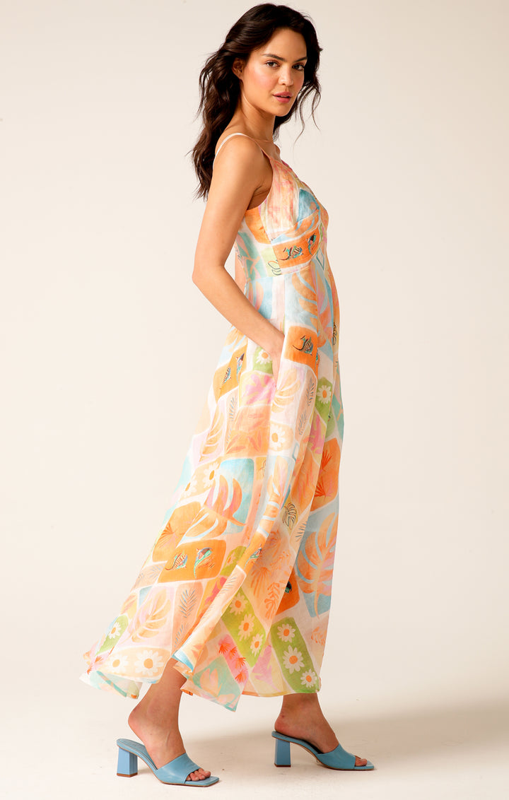 Hawaiian Sunset Maxi  Dress - Tropical Pastels