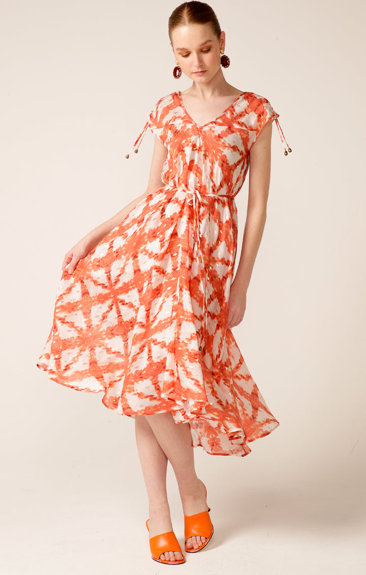 Jamica Iced Tea Dress Tangerine & White