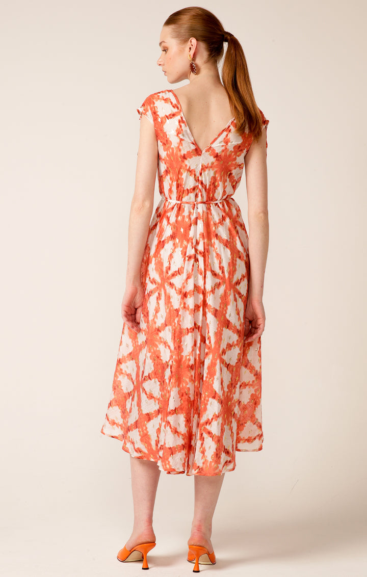 Jamica Iced Tea Dress Tangerine & White