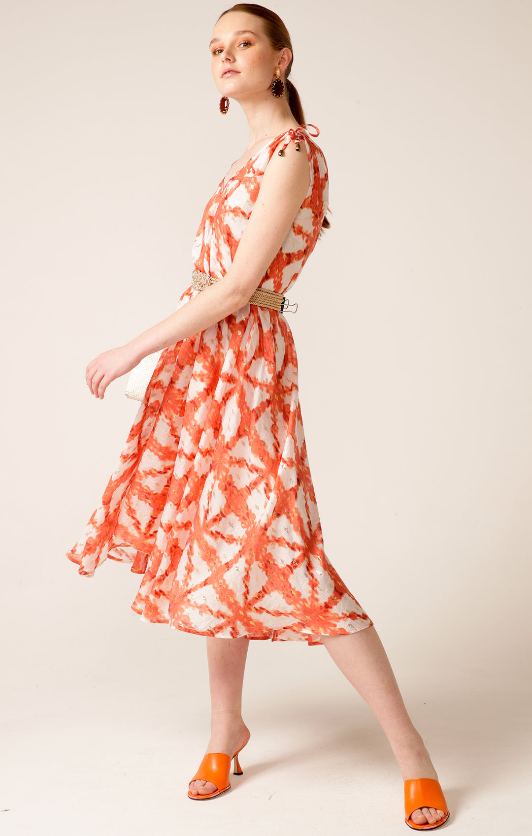 Jamica Iced Tea Dress Tangerine & White