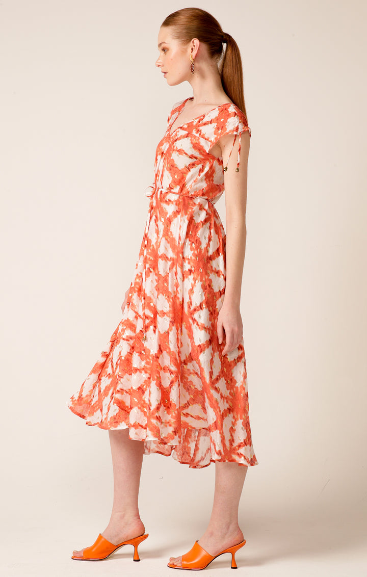 Jamica Iced Tea Dress Tangerine & White