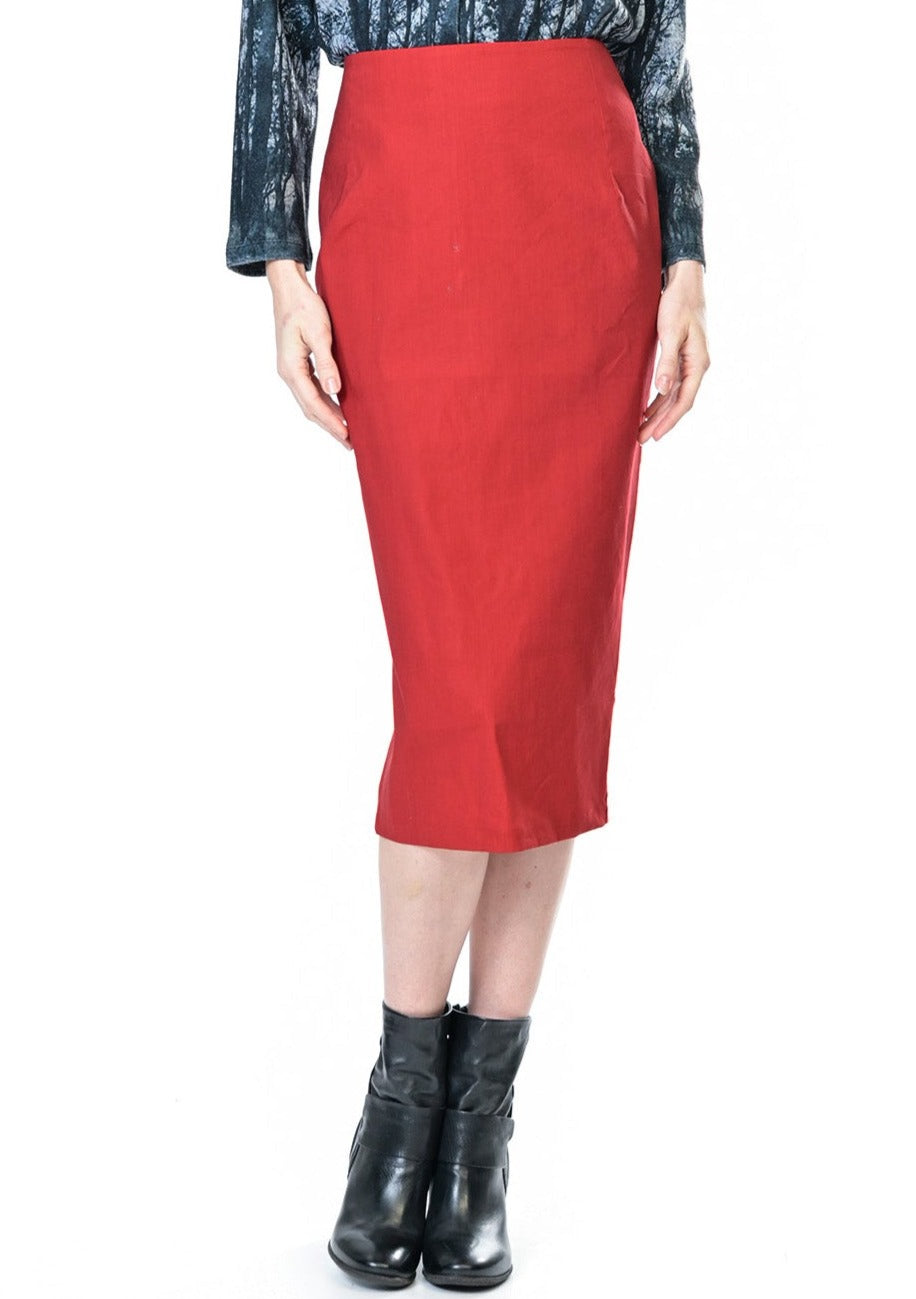 Stretch Linen Madmen Skirt - Red