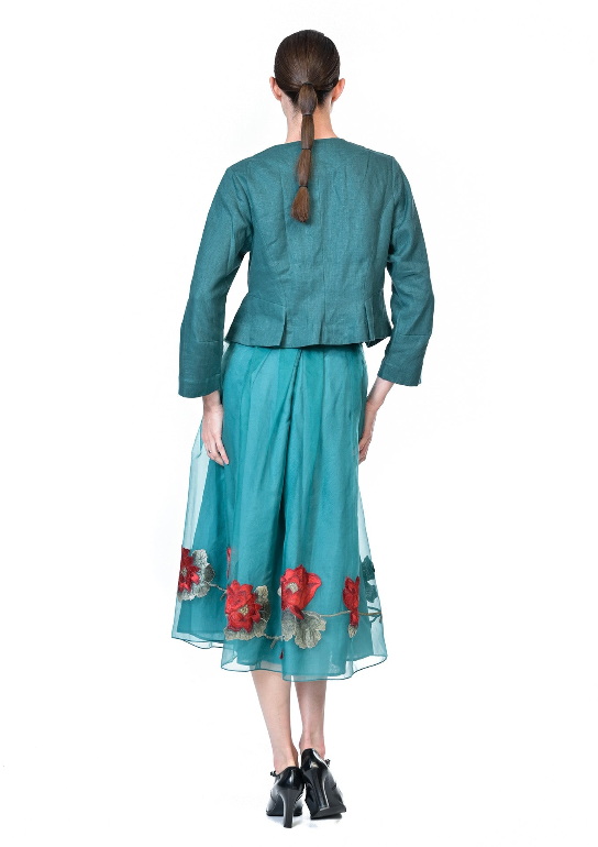 Organza Roses Sunday Skirt - Teal