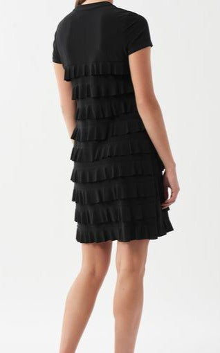 Short Sleeve Ruffle Dress - Size 6 Black 211350