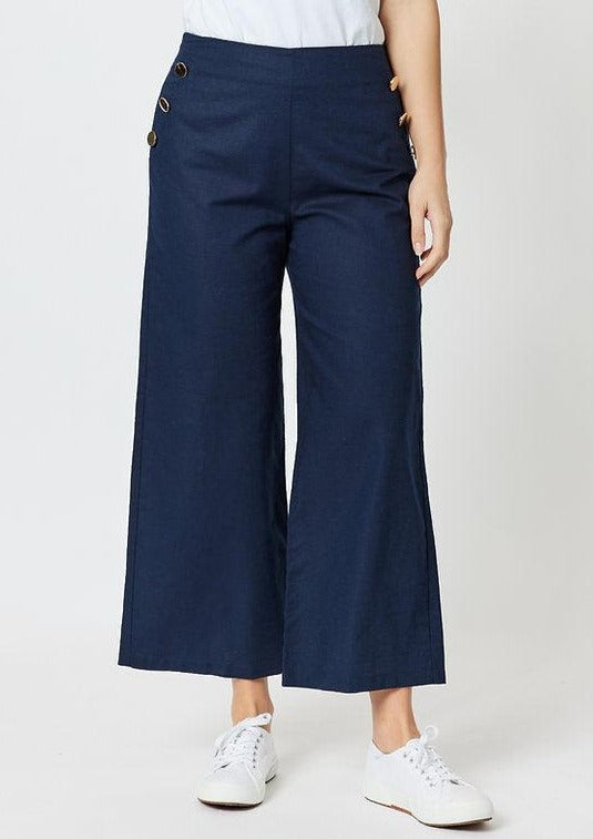 Sailor Linen Blend Wide leg pant - Navy